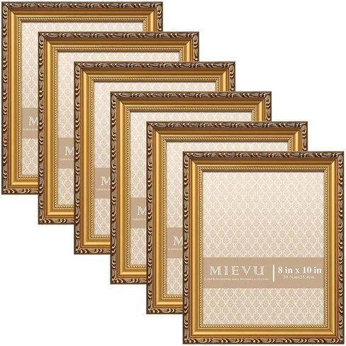 MIEVU 8×10 Picture Frame Gold Bulk- 6PCS Vintage Picture Frames for Wall Hanging And Tabletop Display, Ornate Photo Frame for Poster, 8x10 Gold Frames of 6 in Saudi Arabia