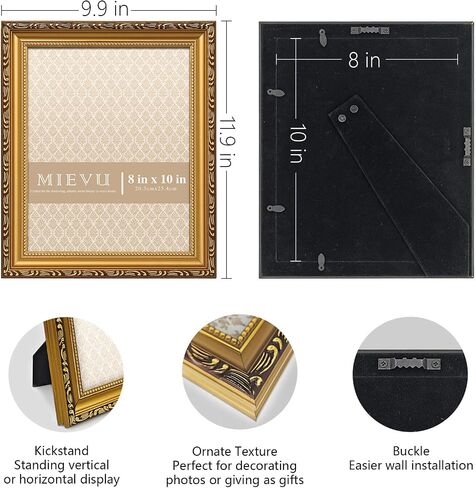 MIEVU 8×10 Picture Frame Gold Bulk- 6PCS Vintage Picture Frames for Wall Hanging And Tabletop Display, Ornate Photo Frame for Poster, 8x10 Gold Frames of 6 in Saudi Arabia
