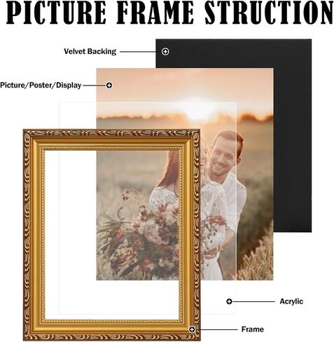 MIEVU 8×10 Picture Frame Gold Bulk- 6PCS Vintage Picture Frames for Wall Hanging And Tabletop Display, Ornate Photo Frame for Poster, 8x10 Gold Frames of 6 in Saudi Arabia