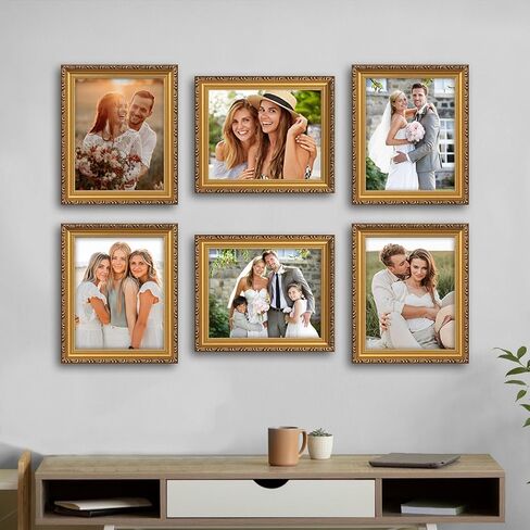 MIEVU 8×10 Picture Frame Gold Bulk- 6PCS Vintage Picture Frames for Wall Hanging And Tabletop Display, Ornate Photo Frame for Poster, 8x10 Gold Frames of 6 in Saudi Arabia