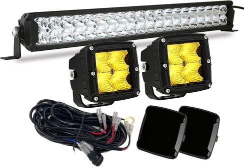 BIGLION.X 22 بوصة كهرمان/6000 كيلو ATV UTV LED شريط إضاءة 2 قطعة 3 بوصة كهرماني/أصفر LED ضوء القرون 8000LM مع الأسلاك تسخير LED ضوء بار عدة للشاحنات ATV UTV Jeep in Kuwait