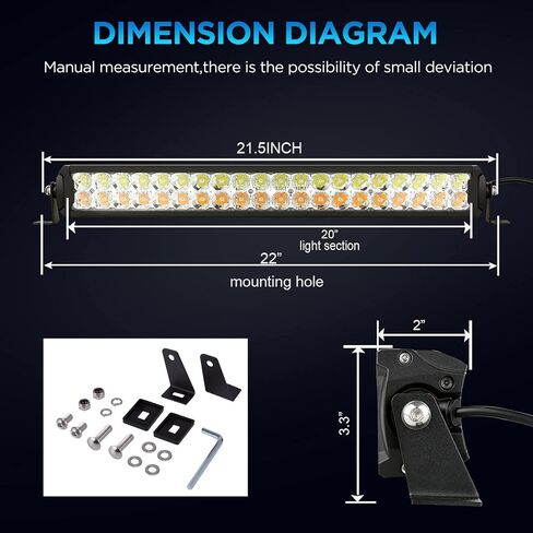 BIGLION.X 22 بوصة كهرمان/6000 كيلو ATV UTV LED شريط إضاءة 2 قطعة 3 بوصة كهرماني/أصفر LED ضوء القرون 8000LM مع الأسلاك تسخير LED ضوء بار عدة للشاحنات ATV UTV Jeep in Kuwait