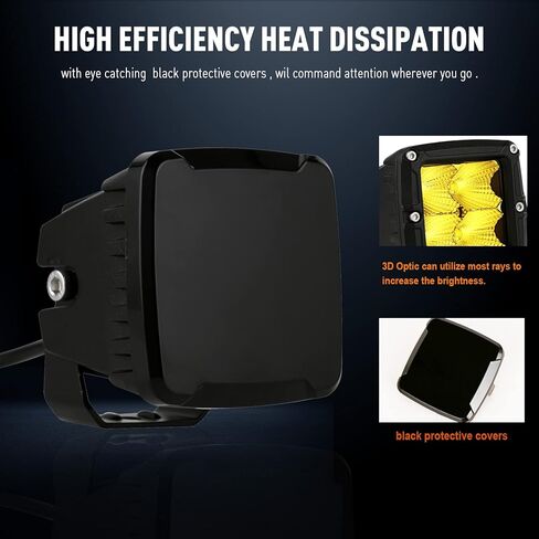 BIGLION.X 22 بوصة كهرمان/6000 كيلو ATV UTV LED شريط إضاءة 2 قطعة 3 بوصة كهرماني/أصفر LED ضوء القرون 8000LM مع الأسلاك تسخير LED ضوء بار عدة للشاحنات ATV UTV Jeep in Kuwait