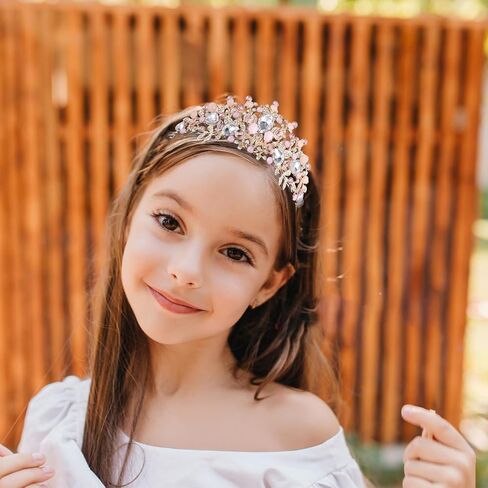 Pink Crystal Tiara Princess Costume Rhinestone Crown Headband Wedding Bridal Hair Accessories Gold Queen Crown Quinceanera Headpiece for Birthday Communion Pageants Prom Halloween Christmas in Saudi Arabia