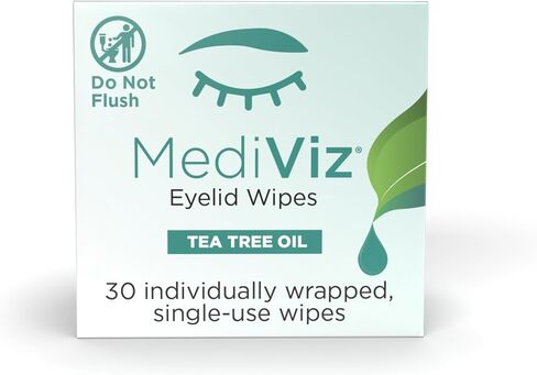Tea Tree Eyelid Cleanser Wipes – 30 Single-Use Towelettes – Eyelash & Eyelid Wipes for Soothing Dry Eye Irritation, Demodex Removal & More​ in Saudi Arabia