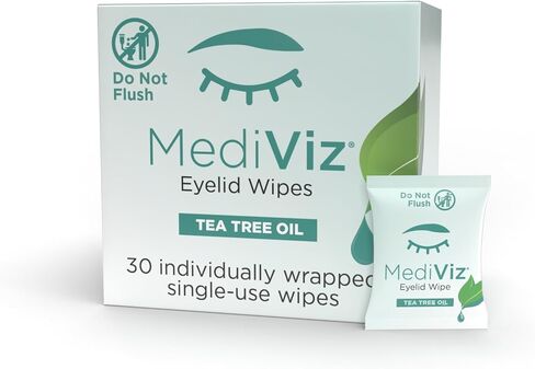 Tea Tree Eyelid Cleanser Wipes – 30 Single-Use Towelettes – Eyelash & Eyelid Wipes for Soothing Dry Eye Irritation, Demodex Removal & More​ in Saudi Arabia