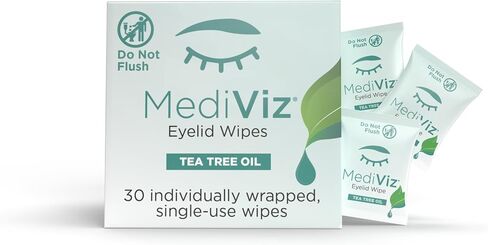 Tea Tree Eyelid Cleanser Wipes – 30 Single-Use Towelettes – Eyelash & Eyelid Wipes for Soothing Dry Eye Irritation, Demodex Removal & More​ in Saudi Arabia