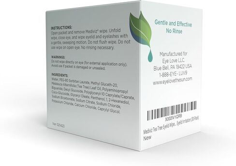 Tea Tree Eyelid Cleanser Wipes – 30 Single-Use Towelettes – Eyelash & Eyelid Wipes for Soothing Dry Eye Irritation, Demodex Removal & More​ in Saudi Arabia