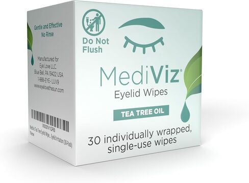 Tea Tree Eyelid Cleanser Wipes – 30 Single-Use Towelettes – Eyelash & Eyelid Wipes for Soothing Dry Eye Irritation, Demodex Removal & More​ in Saudi Arabia