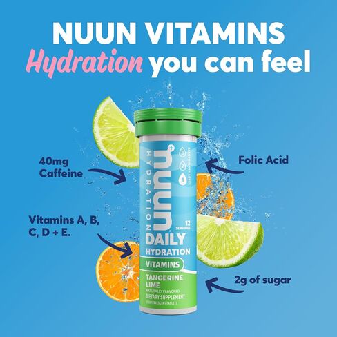 Nuun Hydration Vitamins Electrolyte Tablets, Blueberry Pomegranate, 5 Essential Electrolytes for Hydration + Vitamin A, B6, C, D, E, with Magnesium, Vegan, Non-GMO, 8 Pack (96 Servings) in Saudi Arabia