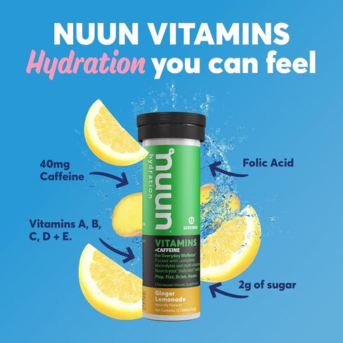 Nuun Hydration Vitamins Electrolyte Tablets, Blueberry Pomegranate, 5 Essential Electrolytes for Hydration + Vitamin A, B6, C, D, E, with Magnesium, Vegan, Non-GMO, 8 Pack (96 Servings) in Saudi Arabia