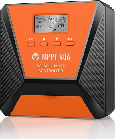 60A MPPT Solar Charge Controller 12V/ 24V Solar Panel Charge Controller Intelligent Regulator for FLD/LiFePO4/SLD/GEL/AGM with Dual USB Port Auto Parameter LCD Display and Timer Setting ON/Off Hours in Saudi Arabia