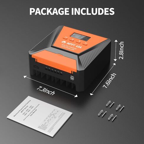 60A MPPT Solar Charge Controller 12V/ 24V Solar Panel Charge Controller Intelligent Regulator for FLD/LiFePO4/SLD/GEL/AGM with Dual USB Port Auto Parameter LCD Display and Timer Setting ON/Off Hours in Saudi Arabia
