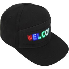 LED Hat, Editable Light Up Baseball Cap with Detachable Display, LED Cap for Party, Christmas, Halloween, Stage Performance (Black)