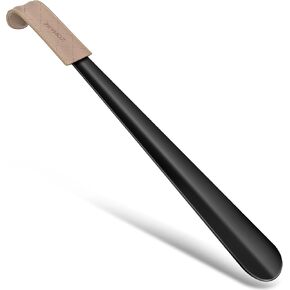 ZOMAKE Shoe Horn Long Handle 16.5''- Metal Shoe Horn for Seniors Long Reach for Boots, Extra Long Shoe Horn Stainless Steel Shoe Spoon for Men Women Kids(Line)