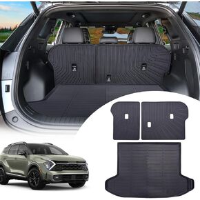 بطانات البضائع مسند الظهر حصيرة لكيا سبورتاج الملحقات 2023-2024 مع هوك وحلقة الخلفي الجذع حصيرة المقعد الخلفي الغطاء الخلفي حامي جميع الأحوال الجوية المضادة للانزلاق انقسام الكلب بطانة 3 قطع in Kuwait
