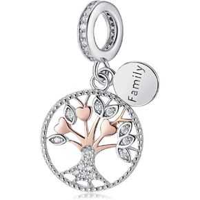 Nbsameng S925 Sterling Silver Charms Bead Compatible for Pandora Bracelets and Necklaces, DIY Jewelry for Women, Family Tree of Life