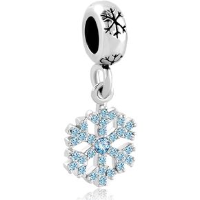 Winter Frozen Snowflake Dangle Charm Compatible With Pandora Charms Bracelets