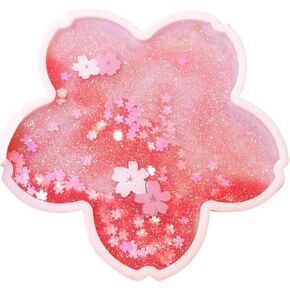 SYANO Sakura aers, Cherry Blossom Quicksand Flash aer Cute Quicksand Glitter Drink aers Non-Slip Insulation aers for Home Der Sakura,Gift for Women Kids Wife Girlfriend (Pink)