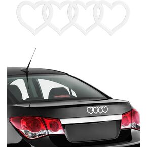 3D Car Decals,Heart Decals for Cars,Car Accessories,Car Trunk Badge Decal Sticker,Car Logo Emblem Sticker,Car Tail Replacement Decoration Decals,Applicable to A3 A4 A5 A6 A8 TT R8 Q3 Q5 (Silver)