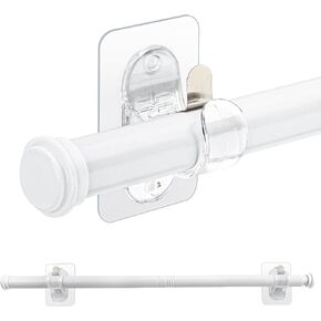 Curtain Rods No Drilling for Windows 30 to 60 inch, Adjustable White Curtain Rod with Brackets, Splicing Apartment Friendly Curtain Rods Easy Installation and Modern Design