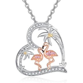 KINGWHYTE Flamingo Necklace for Women 925 Sterling Silver Necklace Pink Flamingo Necklace Flamingo Gifts for Women in Kuwait