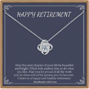 Retirement Gifts for Women Necklace, 14K White Gold Plated Cubic Zirconia Love Knot Necklaces for Women Nurse Coworker Farewell Gifts Teacher Retirement Gifts for Women 2024