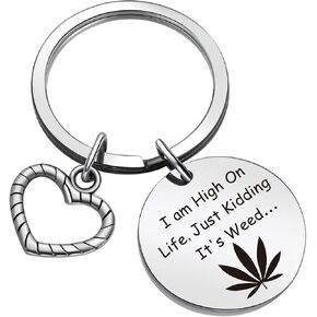 ZQEOU Marijuana Leaf Keychain Marijuana Jewelry 420 Jewelry Best Friend Keychain Smoker Gift Cousin Keychain