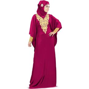 Womens Kaftan Gold Embroidered Fancy Abaya Evening Gown Muslim Maxi Dress KF-003