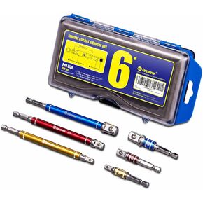 Impact Socket Adapter Set, 3/8, 1/4, 1/2 Drill Socket Adapter with Spin Sleeves, Impact Driver Socket Adapter, 40cv High-durability Steel, Color-coded (6pack)
