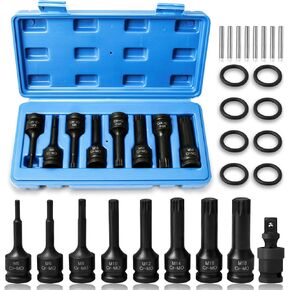 1/2" Drive Impact XZN Triple Square Spline Bit Socket Set, LATTOOK 17-Piece Metric M5 M6 M8 M10 M12 M14 M16 M18 Triple Square Bit Socket Set, Cr-Mo Steel Triple Square Sockets