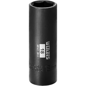 1/2 Inch Drive x 18 mm Deep 6-Point Impact Socket, Radius Corner Design, Chamfered Opening