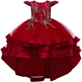 HIHCBF Little Big Girls Flower High Low Tulle Dress Princess Wedding Pageant Birthday Party Formal Evening Dance Ball Gown