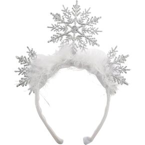 LUX ACCESSORIES Christmas Snowflake with White Fur Headband