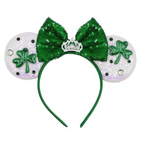 St. Patricks Day Headband Shamrock Headband Glitter Sequins Crown Hairband for Irish Party Favors Supplies Costume Accessories,1 Pack