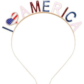 NLCAC 4th of July Headband Patriotic Stars Love America Hairband USA Flag Party Costume Headwear for Women Girls