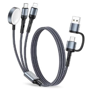 Charger Cable for Apple Watch Upgraded 3 in 2 USB C Fast iPhone Watch Charger USB C Multi Fast Charging Cable Compatible with iWatch Ultra/SE/9/8/7/6/5/4/3/2/1 & iPhone 15/14/13/12/11/Galaxy S23-4FT