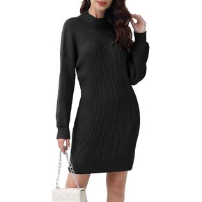 HDLTE Womens Long Sleeve Sweaters Oversized Loose Mock Neck Pullover Sweater Dress for Women Winter Trendy 2025