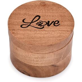 CAT URN Acacia Wood Round Shape-Beautiful Love Engraved Pet Memorial Urns for Cat Ashes Loss Pet Memorial Remembrance Gift (3.5" X 3.5" X 2.5")
