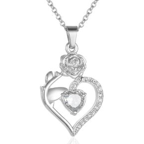 Rose Flower Urn Necklace For Ashes For Women Mom Always In My Heart Cremation Memorial Jewelry With Different Color Crystals