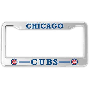 Personalized Car License Plate Frame Chicago - Silver License Plate Holder Metal - Standart Cars USA Stainless Steel Tag Frame for Front and Rear - Universal American Tag Frames for All Cars
