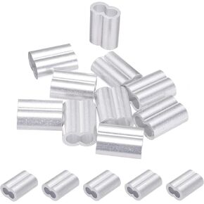 PATIKIL 3/8"/ 10mm Aluminum Crimping Loop Sleeves, 10Pcs Cable Crimp Ferrules Wire Rope Sleeves Loops for Rigging Railing, Silver Tone