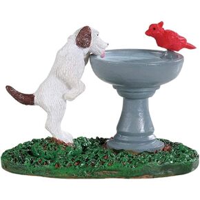 Lemax Christmas Bird Bath Dog Fountain With Cardinal #94535