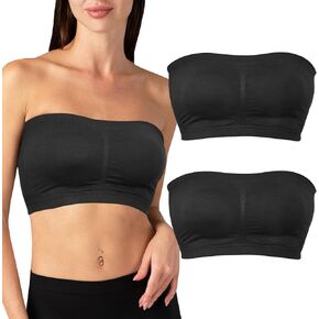 2-3 Pack Strapless Bra,Tube Tops for Women,Bandeau Bra,Tube Top,Seamless Bra,Tube Top with Built in Bra