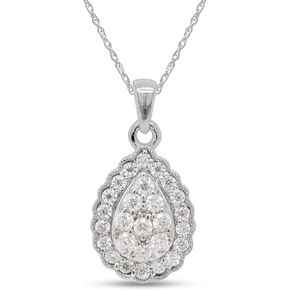 SAVEARTH DIAMONDS 1/2 ct.t.w Round Cut Lab Created Moissanite Diamond Teardrop Pendant Necklace In 14K Gold Over Sterling Silver Jewelry For Women 18" Chain (VVS1 Clarity, 0.50 Cttw)