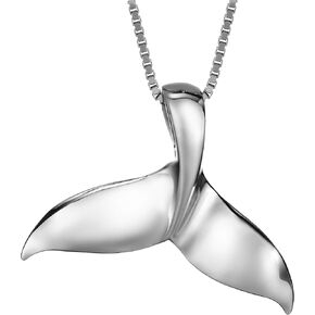 925 Sterling Silver Whale Tail Pendant with 18" Box Chain, Nickel Free Hypoallergenic for Sensitive Skin, Tropical Ocean Jewelry for Women, with Gift Box