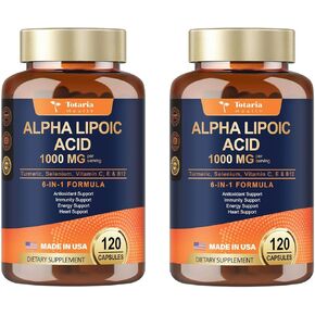 Alpha Lipoic Acid - 1000mg ALA Supplement Capsules for Neuropathy Supports Liver Detox, Nerve Health, Antioxidant, Metabolism and Cell Energy, Anti-Aging - Non-GMO, Gluten Free, Vegan Safe