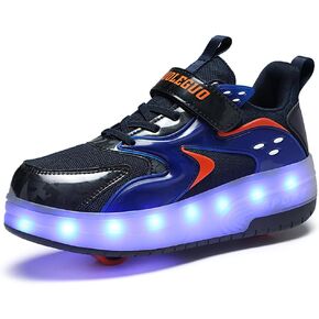 Boys Girls Roller Sneakers Shoes with 2 Wheels 16 LED Light Model Rechargeable Retractable Skateboarding Wheels for Beginner More Balanced Party Birthday Christmas Best Gift