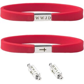 WWJD HWLF Bracelet for Men Women,4-sided engraved Sports Silicone Wristband What Would Jesus Do,He Would Love First Bracelets with Cross,Inspirational Religious Reminder Gift for Him Her