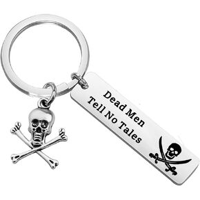 CENWA Pirate Gift Dead Men Tell No Tales Skull Crossbones Charm Keychain Pirate of Caribbean Inspired Gift
